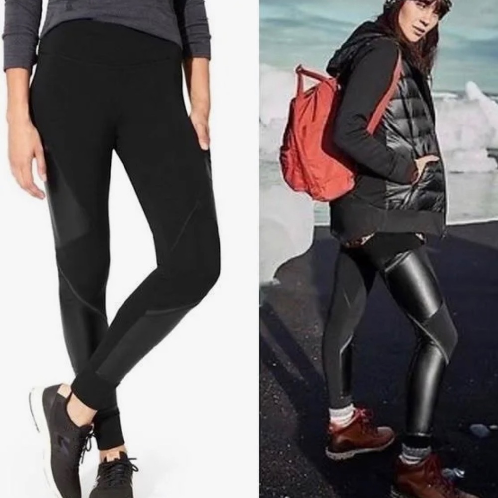SOLD Athleta Cozy Urban Fleece Lines Leggings black/small